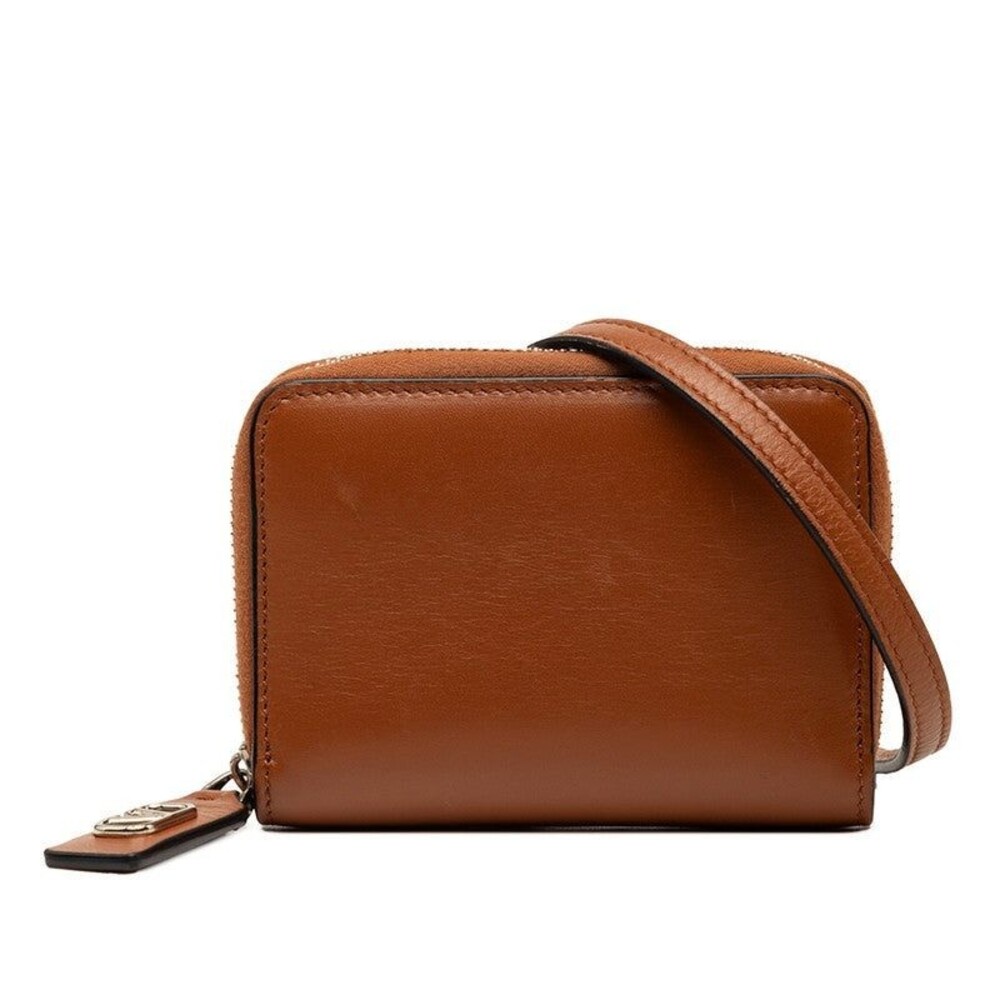 Valentino Leather Card Coin Case Brown